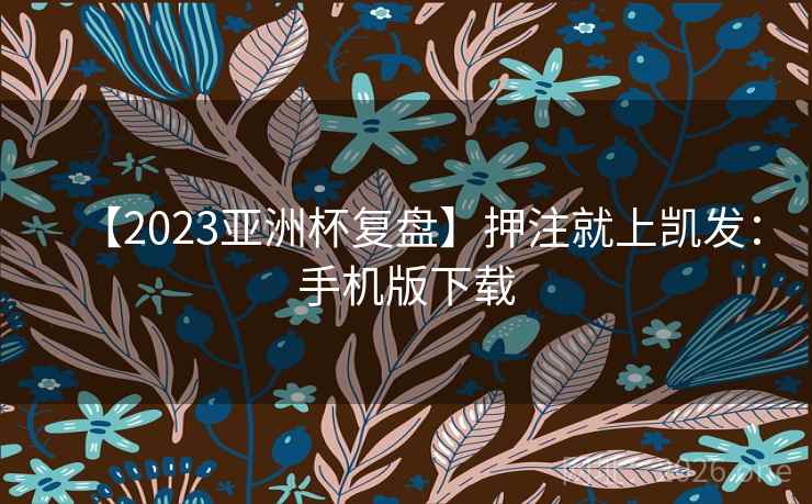 【2023亚洲杯复盘】押注就上凯发：手机版下载  第2张