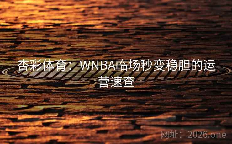 杏彩体育：WNBA临场秒变稳胆的运营速查  第2张